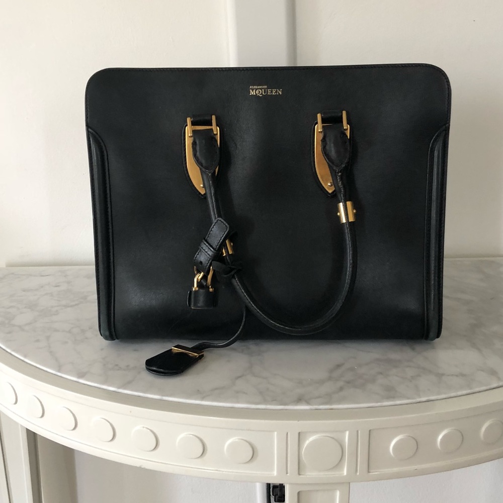 Auth RARE Alexander McQueen Heroine Tote w/ Gold
